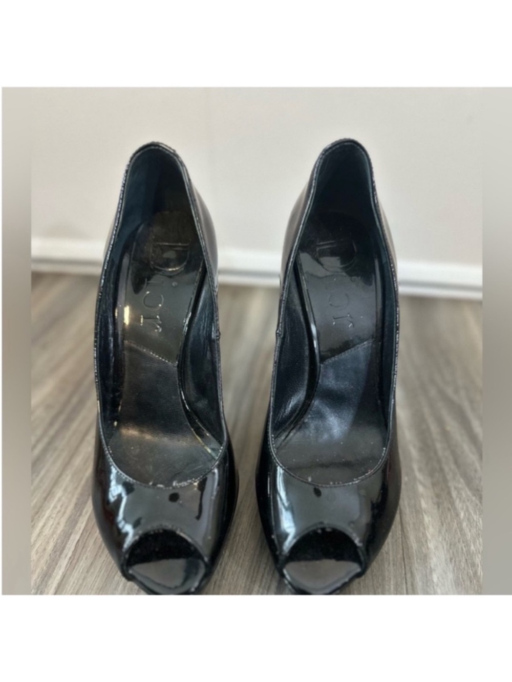 Dior Black Patent Leather Peep-Toe Heels - Picture 9 of 10